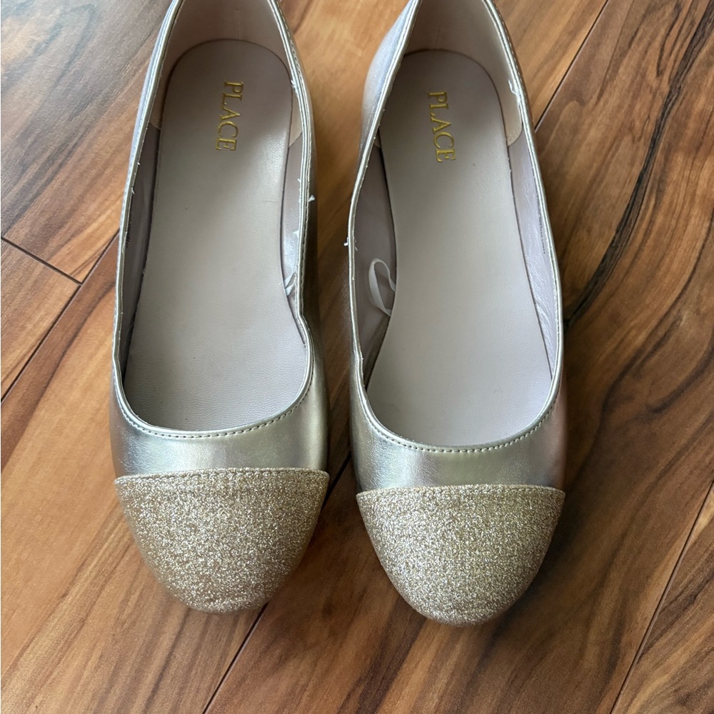 The Children's Place Gold and Cream Dress Shoes